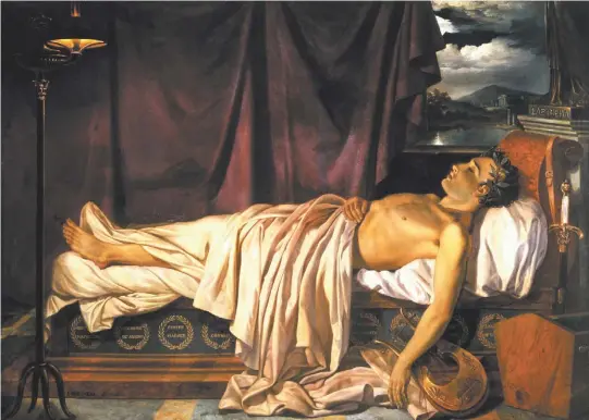  ?? ?? Lord Byron en su lecho de muerte.