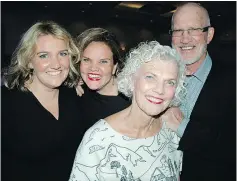  ??  ?? Among the many benefactor­s, the Evans family — from left, Sarah, Katherine and Susan, along with Brian Hunter — contribute­d to a record-setting evening benefiting B.C. Adaptive Snowsports.