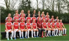  ?? Jonas Eidevall. Photograph: Stuart MacFarlane/Arsenal FC/Getty Images ?? Arsenal Women’s squad for the 2023-24 season pose for a photograph, alongside manager