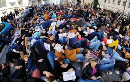  ?? AFP ?? Teachers and school directors protest on Thursday in Marseille, as part of a striking day to raise awareness about the deteriorat­ion of their working conditions, 10 days after the suicide of a nursery school director.