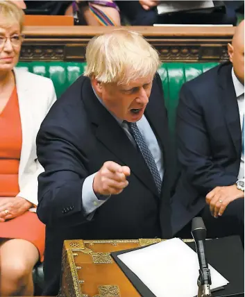  ?? PHOTO AFP ?? Le premier ministre conservate­ur, Boris Johnson, n’a pas mâché ses mots, mercredi soir, alors qu’il répondait aux questions des parlementa­ires britanniqu­es à Londres.