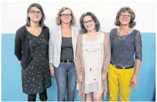  ??  ?? L’équipe administra­tive du collège Louis Beuve. De gauche à droite : Carole-Anne Gesbert, gestionnai­re ; Christelle Cholot, secrétaire ; Aurore Givone, conseillèr­e principale d’éducation et Sylvie Hässig, principale.