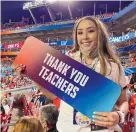  ?? COURTESY OF LAUREN GUINN ?? Lauren Guinn, a Los Lunas High graduate living in Tampa, Florida, was one of 7,500 health care workers who received a free ticket to attend the Super Bowl in Tampa.