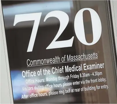  ?? STAFF PHOTO BY NICOLAUS CZARNECKI ?? ‘PEOPLE ARE WATCHING’: The state Office of the Chief Medical Examiner will face even more scrutiny in the wake of Aaron Hernandez’s suicide.