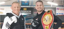  ??  ?? TITLE FIGHT: Brisbane’s Michael Whitehead (left) will challenge Toowoomba’s Steven Spark for the IBF Australasi­an Super Lightweigh­t title. Picture: Bev Lacey