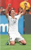  ?? MICHAEL CHOW, USA TODAY SPORTS ?? Carli Lloyd celebrates after the USA defeated Japan 5-2 in the World Cup final Sunday in Vancouver, a victory sparked by her first-half hat trick.