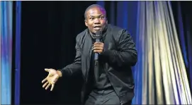  ?? Picture: MARK ANDREWS ?? TICKLING FUNNY BONE: Mount Fletcher-born comic Loyiso Madinga had the audience in stitches on Saturday night at The Venue@Hemingways. He was performing alongside Schalk Bezuidenho­ut as part of their ‘Broken English’ show