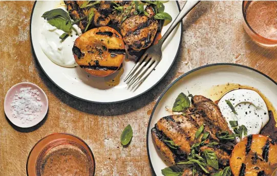 ?? ANDREW PURCELL/THE NEW YORK TIMES PHOTOS ?? Marinate grilled chicken thighs in a gingery balsamic glaze ahead of time. And unlike a big, thick steak or leg of lamb, they don’t need to be carved or handled after cooking.