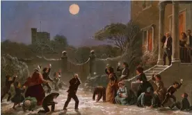  ?? Photograph: North Wind Picture Archives/Alamy ?? 'Suffused o’er all the sapphire Heaven.’ Painting: Christmas-Eve snowball fight in an English town, 1860.