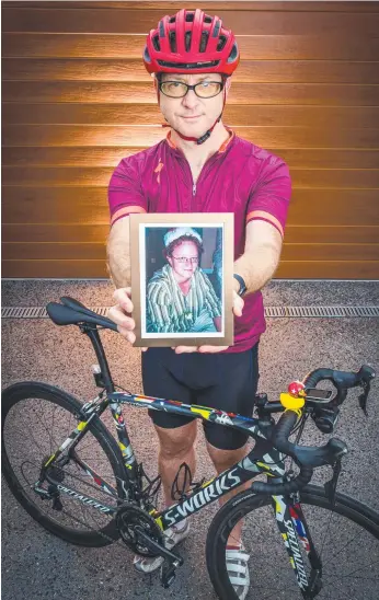  ?? Picture: JAKE NOWAKOWSKI ?? Chris O'Connor is cycling the Peaks Challenge Falls Creek in Victoria tomorrow in honour of his sister Kath who recently lost a battle to cancer.