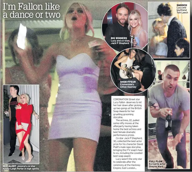  ??  ?? RED ALERT BIG WINNERS SHOE-FFEUR FULL FLOW Ex-corrie actor Shayne Ward SMOOCH Lucy and boyfriend Tom Leech