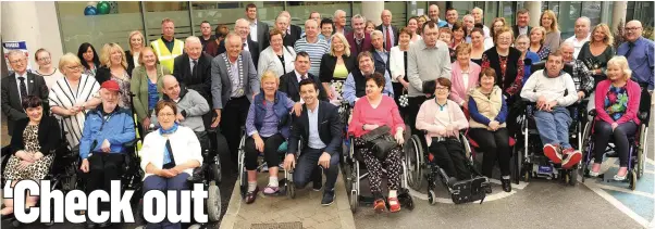  ??  ?? A group at the opening of the Irish Wheelchair Associatio­n’s new Community Centre at The Reeks Gateway, Killarney on Friday. Included are former Kerry footballer and Dancing with the Stars winner Aidan O’Mahony, IWA CEO Rosemary Keogh, IWA Service...