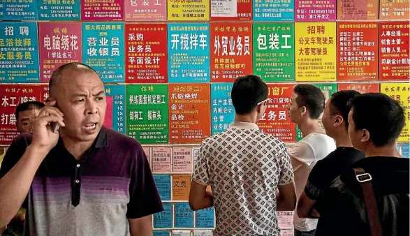  ?? KEVIN FRAYER/GETTY ?? Many workers who migrate to Chinese cities say it has become much harder to find work in the last year.