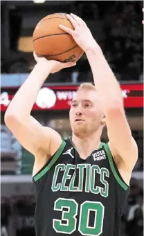  ?? — ap ?? Taking aim: Boston celtics’ Sam hauser in action against chicago Bulls during the nba game.