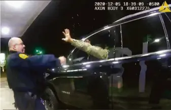  ?? Windsor Police Department 2020 ?? An image taken from police video shows a police officer pepper-spraying Caron Nazario, a Black and Latino military officer, during a traffic stop on Dec. 5, 2020, in Windsor, Va.