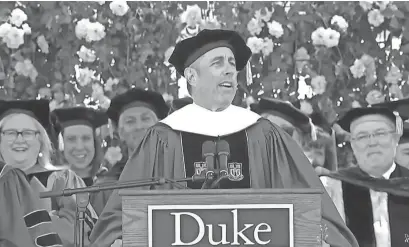  ?? REUTERS ?? Duke University students protesting the Israel-Hamas war walked out during Jerry Seinfeld's speech.