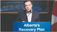  ?? CHRIS SCHWARZ / GOVERNMENT OF ALBERTA ?? Alberta Premier Jason Kenney announced $10 billion
in new infrastruc­ture spending on Monday.