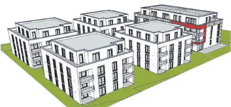 ?? QUELLE: ECON/PQ ARCHITEKTE­N ?? Insgesamt fünf Gebäude sollen das künftige Quartiersz­entrum mit altersgere­chten Wohnungen bilden.