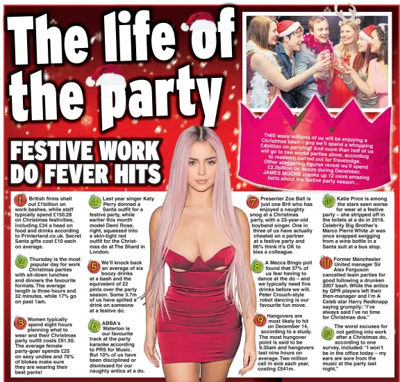  ??  ?? Former Manchester United manager Sir Alex Ferguson cancelled team parties for good following a drunken 2007 bash. While the antics by QPR players left their then-manager and I’m A Celeb star Harry Redknapp saying grumpily: “I’ve always said I’ve no time for Christmas dos.”The worst excuses for not getting into work after a Christmas do, according to one survey, included: “I won’t be in the office today – my ears are sore from the music at the party last night.”
