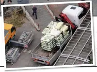  ??  ?? BIG DAY: Bride-to-be Kim in Paris for her hen party, above, as flowers are delivered to the wedding venue yesterday