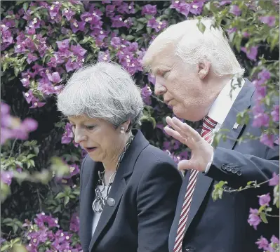  ??  ?? Theresa May and Donald Trump noted there had been ‘strong agreement’ that the G7 must do more on counter-terrorism.