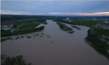  ?? Photograph: Brittany Peterson/AP ?? The roaring Yellowston­e River in Billings, Montana. Billings officials also warned that only 24 to 36 hours’ worth of freshwater was available for the city to use.