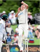  ??  ?? Kyle Jamieson dominated with the ball, snaring the first 10-wicket match haul of his brief test career.