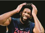  ?? JULIA NIKHINSON/ AP ?? Sixers center Joel Embiid finished a distant third in voting by NBA general managers in regard to their favorite to win the MVP award.