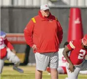  ?? Charlie Riedel/Associated Press ?? Kansas City Chiefs coach Andy Reid watches a workout Thursday in Kansas City, Mo. The Chiefs are scheduled to play the Philadelph­ia Eagles in Super Bowl 57 on Feb. 12.