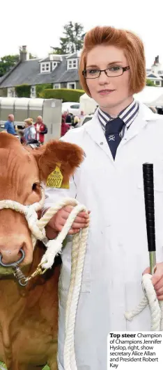  ??  ?? Top steer Champion of Champions Jennifer Hyslop, right, show secretary Alice Allan and President Robert Kay