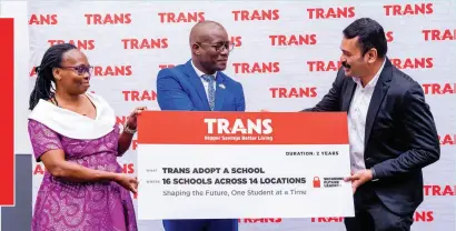  ?? ?? SHOT IN THE ARM: 16 schools will benefit from the TRANS initiative