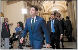  ?? AP/J. SCOTT APPLEWHITE ?? House Speaker Paul Ryan leaves the House chamber Friday after the $867 billion farm bill was voted down in a humbling setback for the House leader, who has announced plans to retire next year.