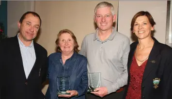  ??  ?? Eileen and Dermot Walsh, winners of the mixed greensomes in St. Helen’s, with Mick Conlon (outgoing Captain) and Ann Byrne (outgoing lady Captain).