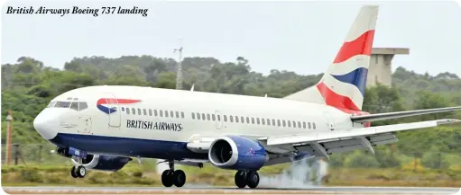  ??  ?? British Airways Boeing 737 landing