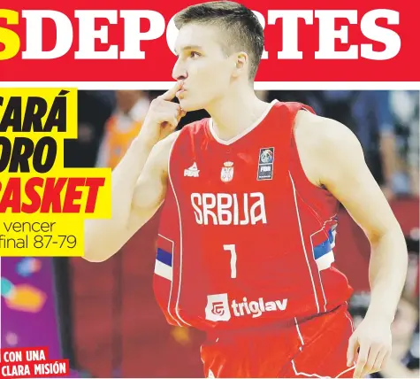  ??  ?? CON UNA
CLARA MISIÓN
Bogdan Bogdanovic, arriba, celebra un triple y su equipo de Serbia celebra abajo su pase a la final del Eurobasket 2017. En su historia, los serbios solo han ganado una medalla en la historia del torneo, la que fue de plata en el...