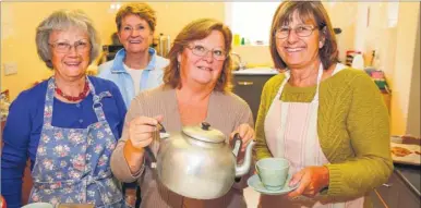  ?? Picture: Matthew Walker FM4554699 ?? Detling Village tea party helpers Barbara Rubie, Mary Douglas, Lesley Houghton and Jennifer Brightwell