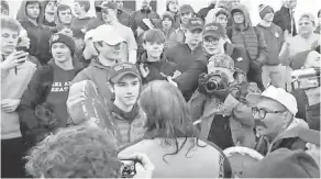  ?? SURVIVAL MEDIA AGENCY VIA AP ?? Student Nick Sandmann stands in front of Native American activist Nathan Phillips on Friday in Washington, D.C. What appeared to be a confrontat­ion is more complicate­d based on new video.