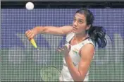  ?? AFP ?? PV Sindhu beat China’s Han Yue 2115, 2113 on Thursday.