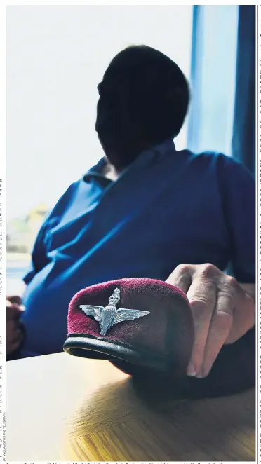  ??  ?? Sergeant O at home with his beret of the 1st Battalion, Parachute Regiment, with which he served in Northern Ireland