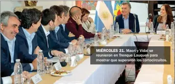  ??  ?? MIÉRCOLES 31. Macri y Vidal se reunieron en Trenque Lauquen para mostrar que superaron los cortocircu­itos.