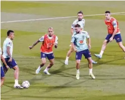  ?? Agence France-presse ?? Brazil’s players take part in a training session in Doha.