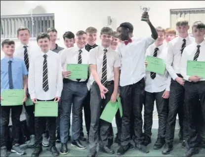  ??  ?? Pictures from Hinckley Academy and John Cleveland Sixth Form Centre showing the winners from the school’s annual Sports Awards evening. Pictured are KS3 Team of the Year the Year 9 Boys Rugby team