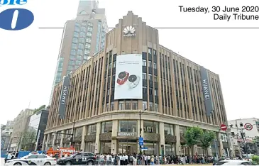  ?? SIPA/CHINA DAILY ?? AN exterior view of Huawei’s largest flagship store.