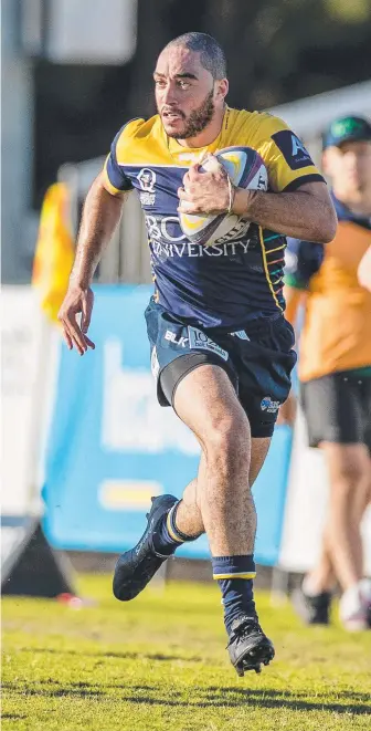  ?? Picture: JERAD WILLIAMS ?? Bond University winger Pierce Fitzgerald finds open space against GPS.