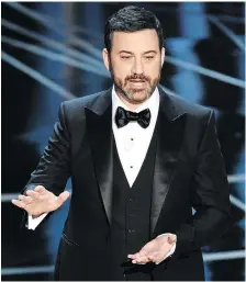  ??  ?? Jimmy Kimmel presided over the Oscars blooper in 2017 — when La La Land was mistakenly named best picture over Moonlight — and kept his cool.