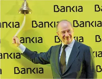  ?? ?? Rodrigo Rato, expresiden­te de Bankia, en el estreno de Bankia en Bolsa, el 20 de julio de 2011.