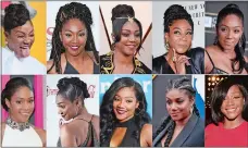  ?? AP PHOTO ?? This combinatio­n photo shows various hairstyles worn by actresscom­edian Tiffany Haddish. Haddish recalls leaving the set of a big-budget movie in tears in search of someone who could properly do her hair.