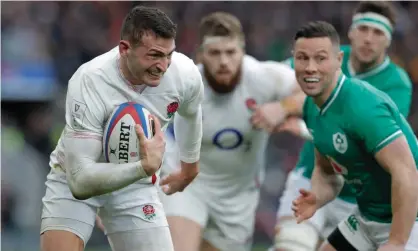  ??  ?? Jonny May sprints clear of the Ireland defence. Photograph: Tom Jenkins/The Guardian