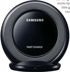  ??  ?? Samsung’s stand supports fast charging and it comes with a Micro-USB adapter that’s powerful enough to enable it.