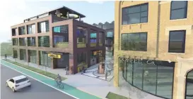  ?? PROVIDED RENDERING ?? The 548 Developmen­t proposal at 8840-54 S. Commercial Ave. involves a new four-story building and a rehabbed three-story building. Mixed-income apartments, a cafe, bike shop and business center are planned.